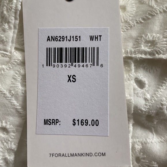 7 For All Mankind white matching shorts/tank set size XS Brans New with tags - Picture 4 of 6